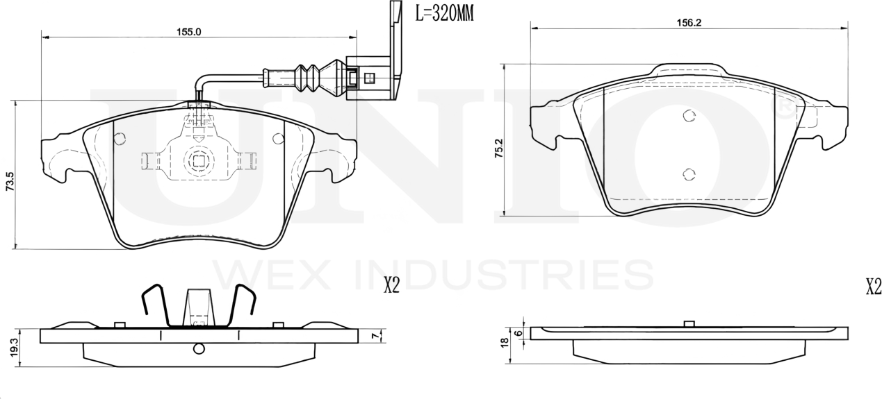 Колодки тормозные дисковые, комплект (Unio). Артикул BRP-20432