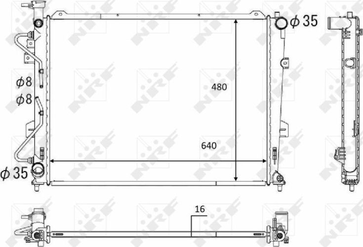 Радиатор охлаждения двигателя NRF (алюминий). Артикул 58554