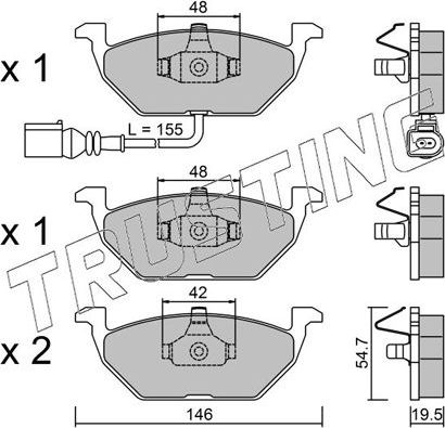 Тормозные колодки Trusting передние для SEAT Leon I 2000-2006. Артикул 220.2