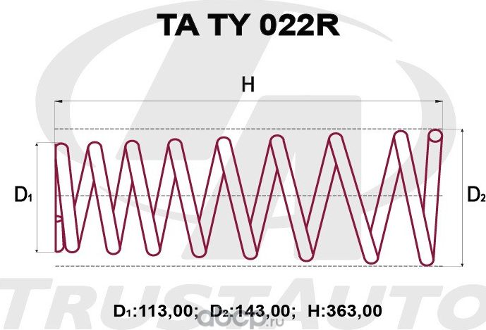 ПРУЖИНА ПОДВЕСКИ УСИЛЕННАЯ (Trustauto). Артикул TATY022R
