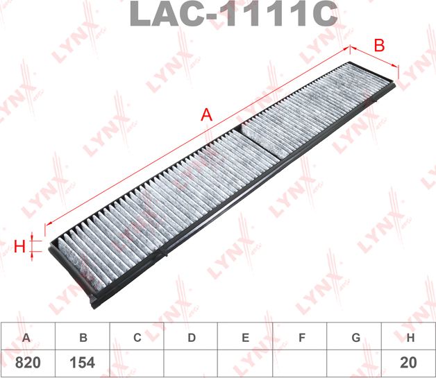 Салонный фильтр LYNXauto для BMW 1 I (E82/E88) 2007-2013. Артикул LAC-1111C
