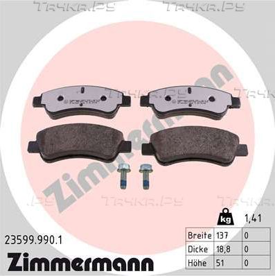 Тормозные колодки Zimmermann rd:z передние для Citroen C2 2003-2010. Артикул 23599.990.1