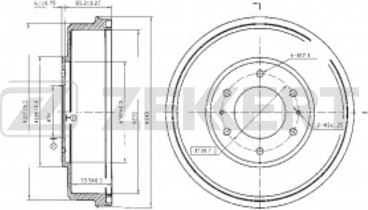 Тормозной барабан Zekkert. Артикул BS-5272B