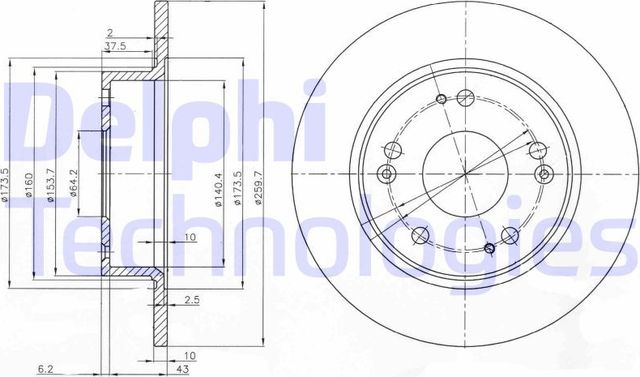 Тормозной диск Delphi. Артикул BG3964