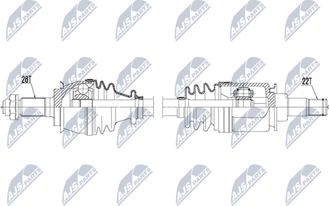 Полуось (привод в сборе, приводной вал) NTY передняя левая для MINI Hatch I ((R50, R53) 2001-2006. Артикул NPW-BM-119