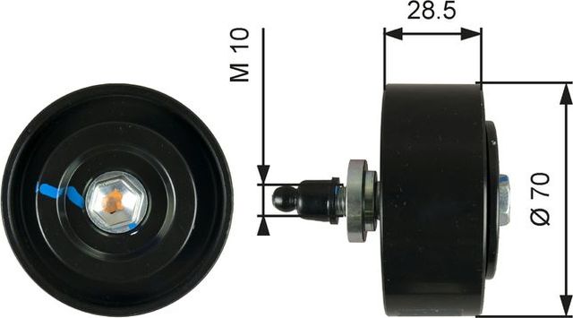 Направляющий (ведущий) ролик приводного поликлинового ремня Gates (Металл). Артикул T36335