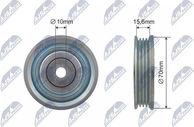 Направляющий (ведущий) ролик приводного поликлинового ремня NTY (Металл) для Suzuki Splash I 2008-2015. Артикул RNK-SU-006