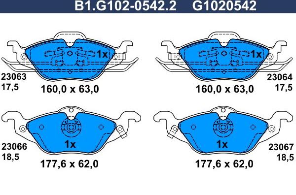 Тормозные колодки Galfer. Артикул B1.G102-0542.2