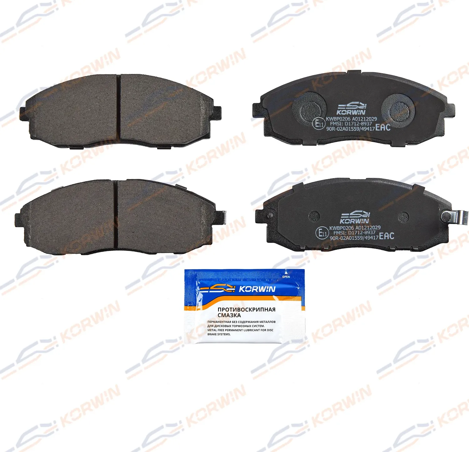 Колодки тормозные перед. Hyundai H-1/Starex 97-/Porter I 96 (Korwin). Артикул KWBP0206