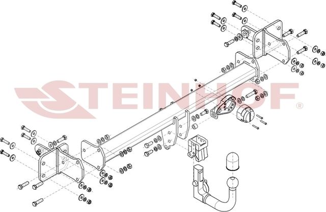Фаркоп Steinhof для Mercedes-Benz E-Класс W213 (седан)/S213 (универсал), (в т.ч. All-Terrain) 2016-2026. Артикул M-176