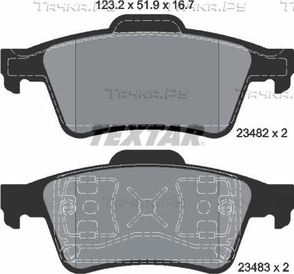 Тормозные колодки Textar задние для Nissan Primera P12 2002-2008. Артикул 2348202
