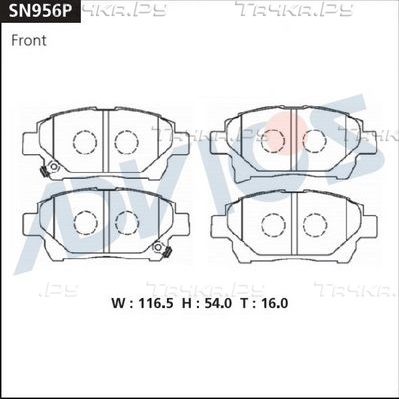 Тормозные колодки Advics передние для Aston Martin Cygnet 2011-2013. Артикул SN956P