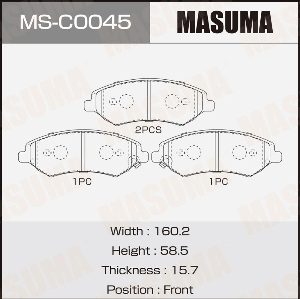 Колодки дисковые MASUMA, PN81001 front. Артикул MSC0045