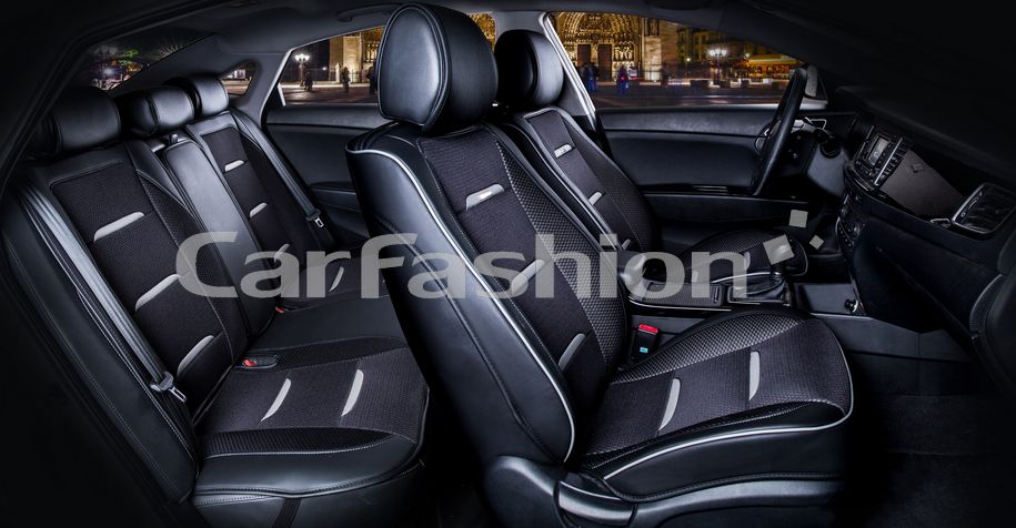 Накидки универсальные CarFashion Business Plus для авто, цвет Черный/Черный/Серый. Артикул 22444