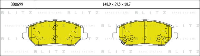 Колодки тормозные дисковые передние (Blitz). Артикул BB0699
