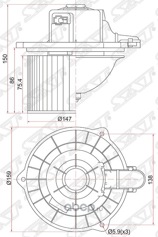 Мотор отопителя салона HYUNDAI ACCENT 99-GETZ 05- (SAT). Артикул ST971121C000