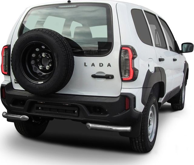 Защита Slitkoff заднего бампера d57 уголки для Lada Niva Travel 2020-2026. Артикул NivTR014