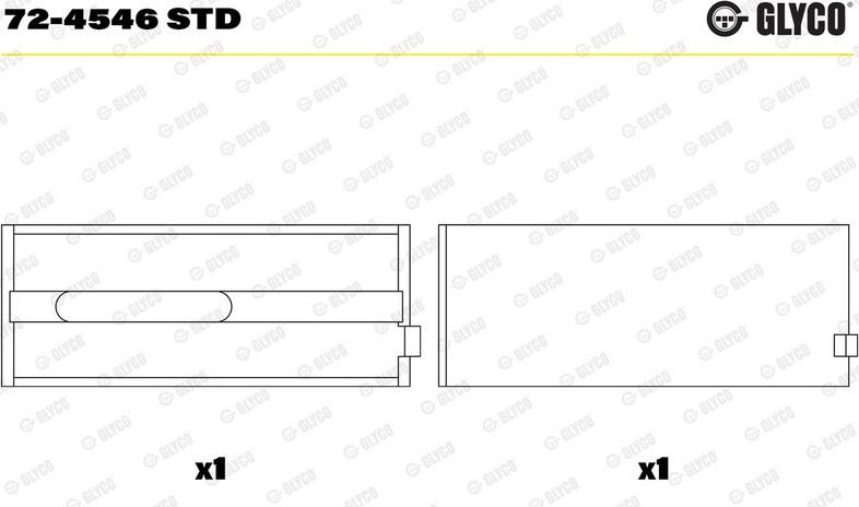 Вкладыши коренные Glyco. Артикул 72-4546 STD