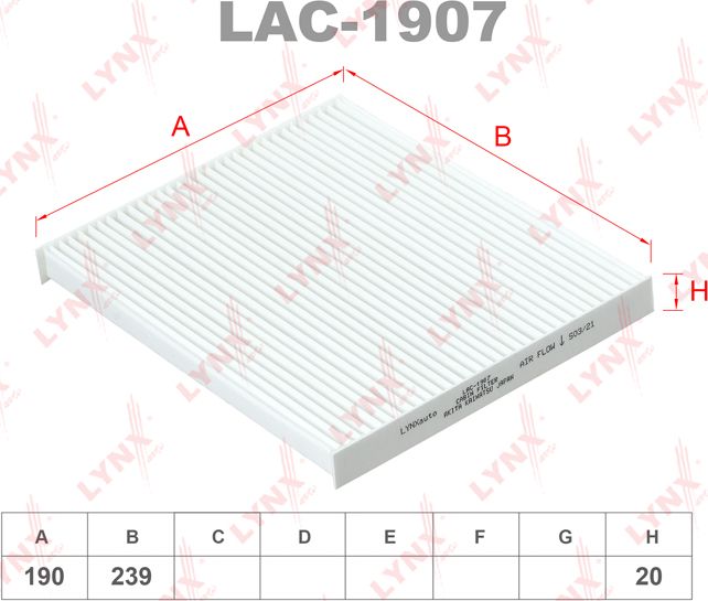 Салонный фильтр LYNXauto. Артикул LAC-1907