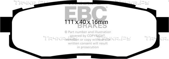 Тормозные колодки EBC Brakes задние для Subaru Forester III 2008-2013. Артикул DP41758R