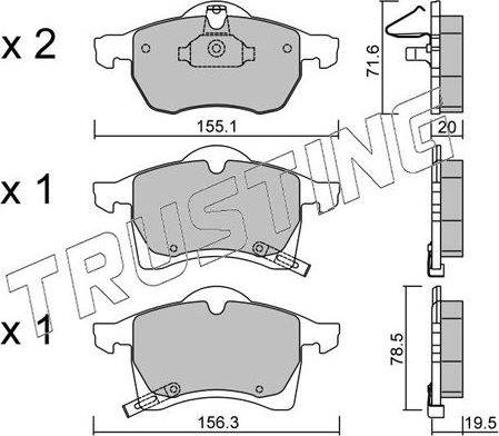 Тормозные колодки Trusting передние для Opel Astra G 1998-2004. Артикул 267.0