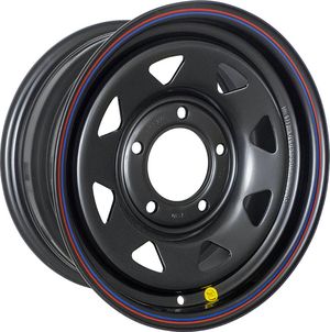 Колёсный диск OFF-ROAD Wheels усиленный стальной черный 5x139,7 7xR15 d98.5 ET+30 для Chevrolet Niva 2002-2025 (треугольник). Артикул 1570-539985BL+30A17X