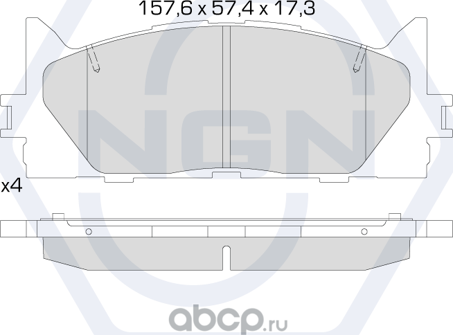 Колодки тормозные керамические, передние (NGN). Артикул 3502146