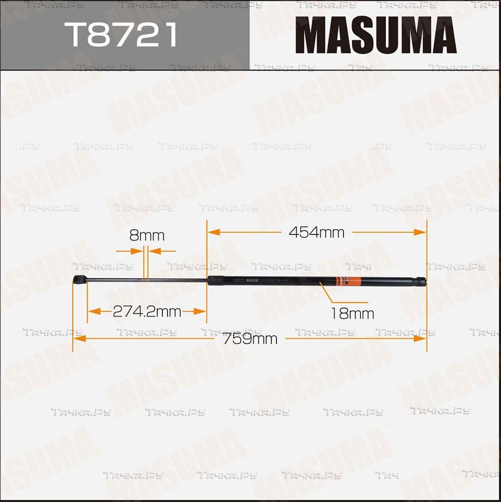 Упор газовый капота MASUMA, L=759mm (1/40). Артикул T8721