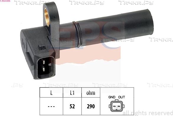 Датчик положения коленвала EPS Made in Italy - OE Equivalent. Артикул 1.953.035