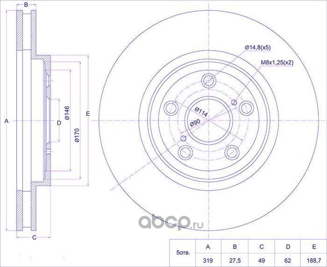Диск тормозной (TI-Guar). Артикул TG4351248080