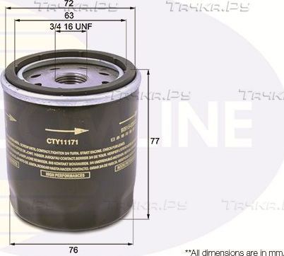 Масляный фильтр Comline для Toyota Camry 10 (V10, XV10) 1991-1996. Артикул CTY11171