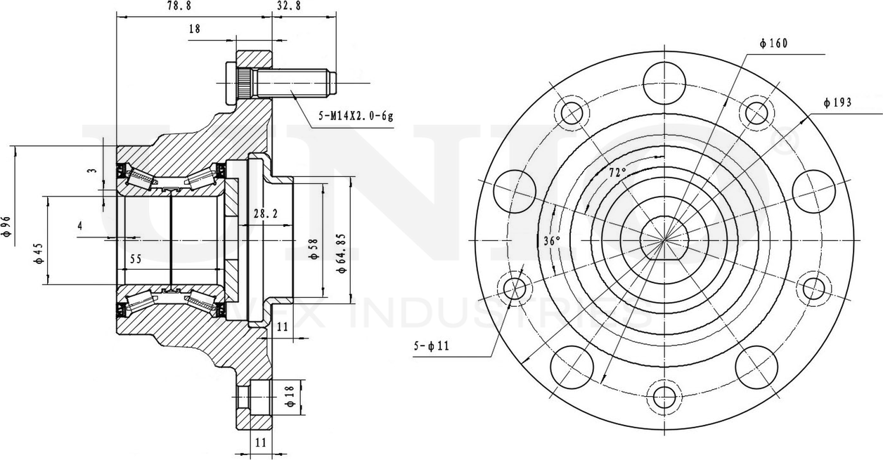 Ступица колеса с интегрированным подшипником (Unio). Артикул HUB-20249