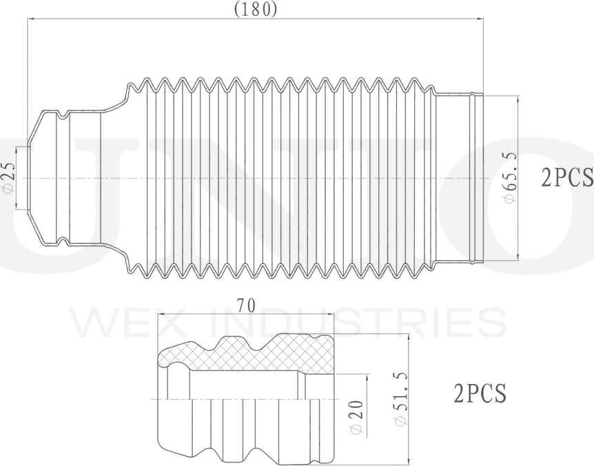 Отбойник и пыльник амортизатора, комплект (Unio). Артикул DUC-50019