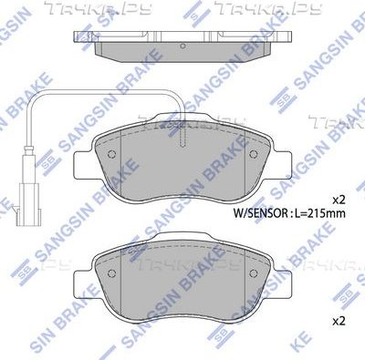 Тормозные колодки Sangsin Hi-Q передние для Fiat 500 II 2007-2026. Артикул SP1873