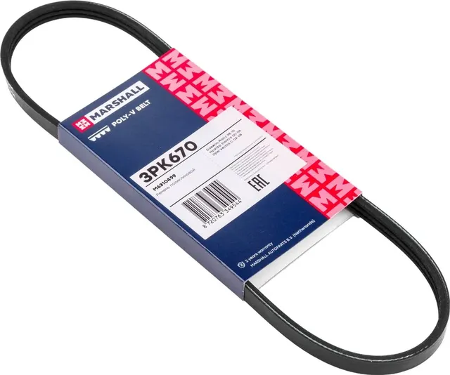 Ремень поликлиновой 3PK670 Daewoo Matiz 98 15 Hyundai Elantra 00 06 Opel Vectra (Marshall). Артикул M6310499
