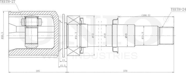 ШРУС внутренний (Unio). Артикул CVJ-30155