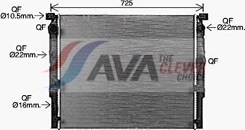 Радиатор охлаждения двигателя AVA для BMW 5 VII (G30/G31) 2016-2026. Артикул BW2620