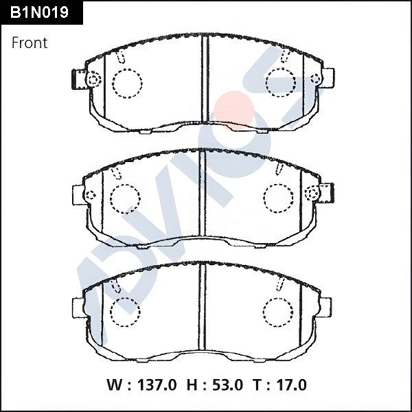 Тормозные колодки Advics. Артикул B1N019
