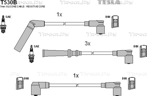 Высоковольтные провода (провода зажигания) (комплект) Tesla. Артикул T530B
