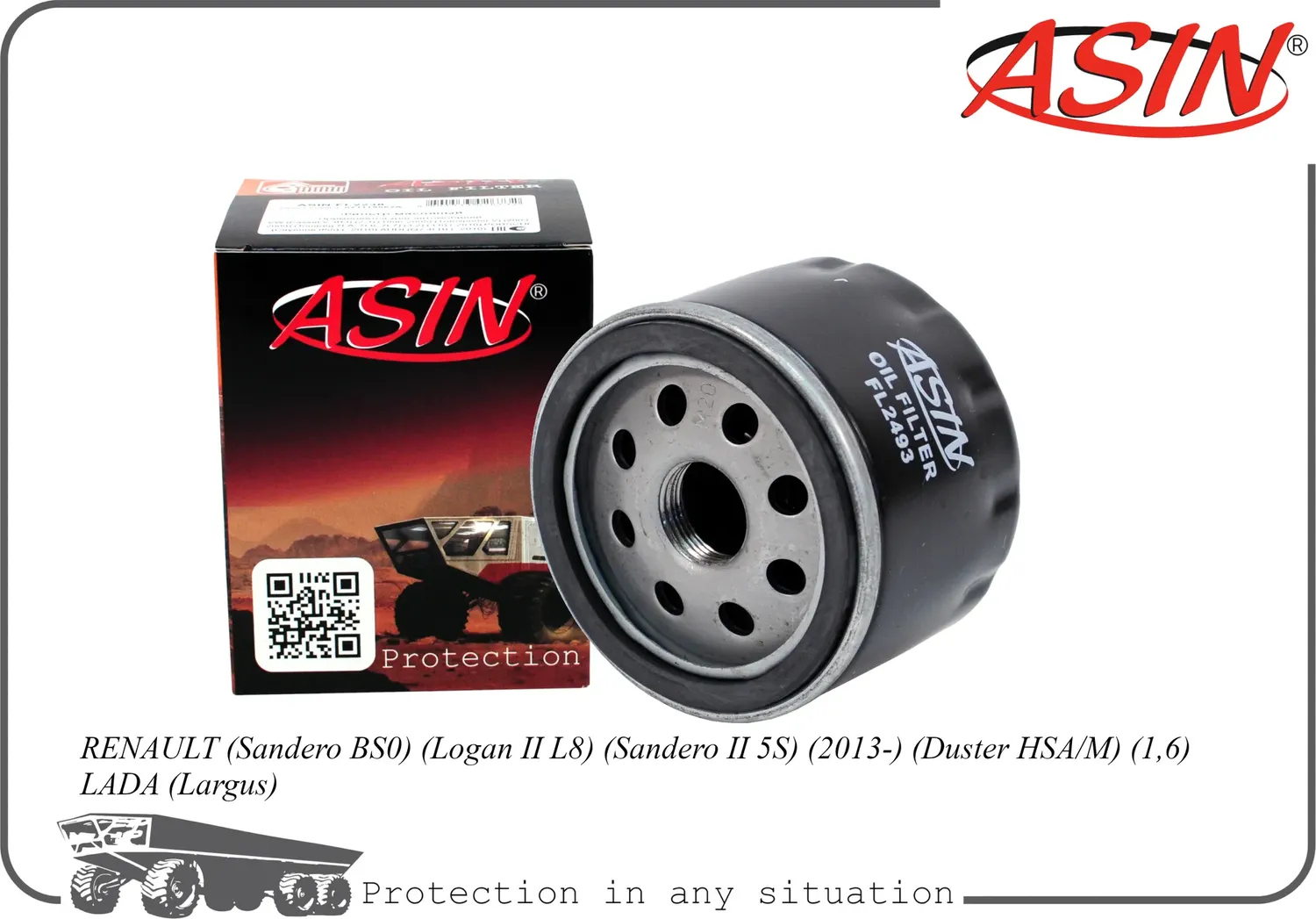 +Фильтр масляный ASIN (ASINFL2493) RENAULT (Logan LS) (Sandero BS0) (Logan II L8 Asin. Артикул ASINFL2493