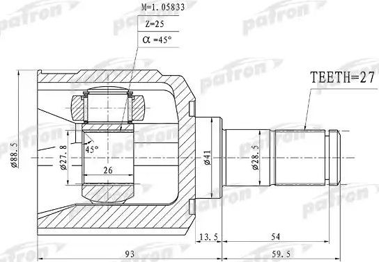 Шрус внутренний (граната) Patron. Артикул PCV1160