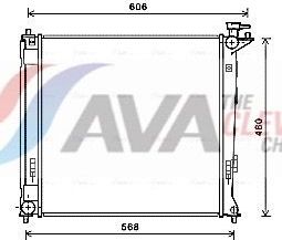 Радиатор охлаждения двигателя AVA ** CLEVER FIT ** для Kia Sportage III 2010-2016. Артикул HY2284