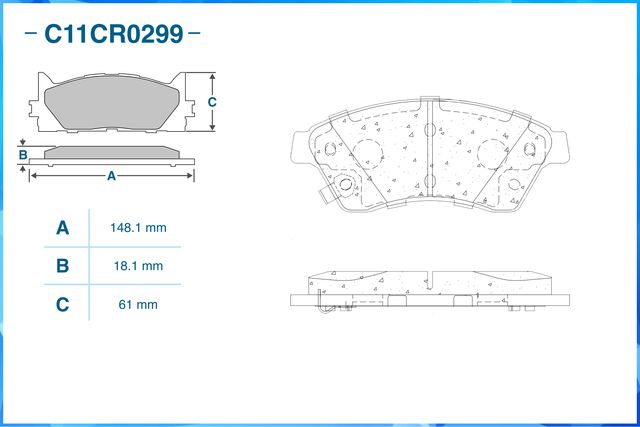 Колодки тормозные передние (Cworks). Артикул C11CR0299