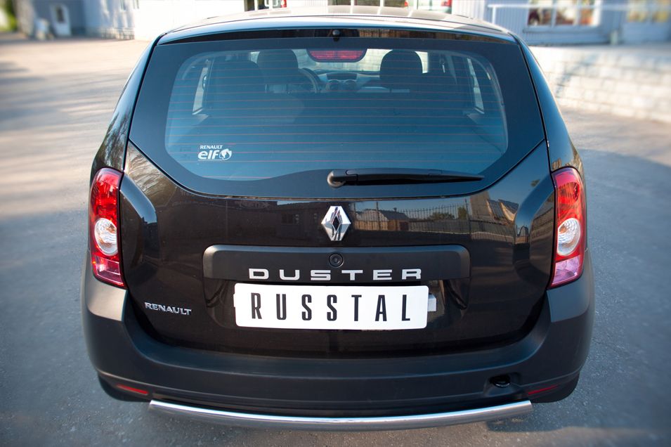 Защита RusStal заднего бампера d75х42 овал для Renault Duster FWD I 2010-2020. Артикул RD2Z-000445