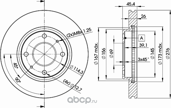 Диск торм пер вент Lancer 03- (Icer). Артикул 78bd6070