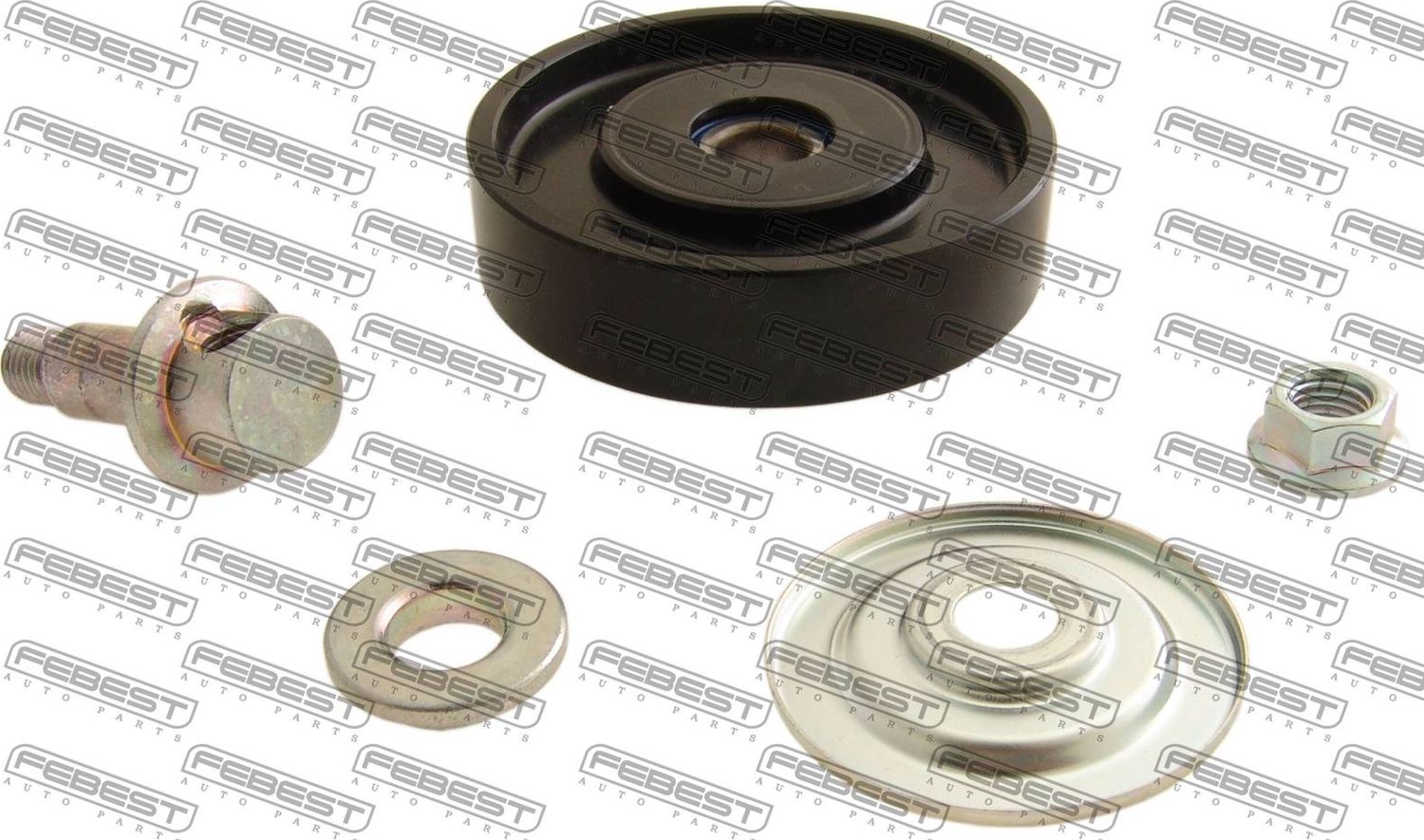 Натяжной ролик (натяжитель) приводного поликлинового ремня Febest. Артикул 0187-HDJ100HV