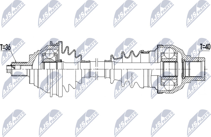 Полуось (привод в сборе, приводной вал) NTY. Артикул NPW-VW-174