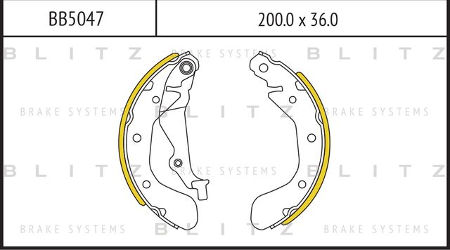 Колодки тормозные CHEVROLET AVEO 05- 1.2-1.5 задн.барабан. (Blitz). Артикул BB5047