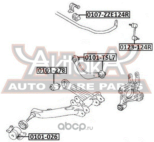 Сайлентблок заднего рычага подвески Asva. Артикул 0101-278