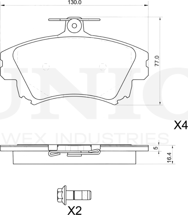 Колодки тормозные дисковые, комплект (Unio). Артикул BRP-20328